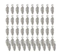 50pcs Metal Charm Feathered Pendants For Craft Project Making Use Handmade Jewelry And Ethnic Costume Crafting Supply Feather Charm For Pendant Decors