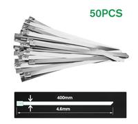 50pcs Metal Corrosion Cable Ties 304 Steel Multi-Purpose Self-Locking for Boat/Outdoor Cable Ties