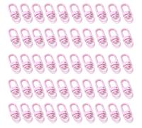 50Pcs Metal Lobster Claw Clasps Lanyard Swivel Snap Hooks Strap with Key Rings DIY Accessories Little Clips for Key Chains Connector Bag Jewelry Making (Pinkish)