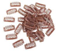 50PCs Metal U-Shape Snap Clips for Hair Wigs & Extensions (Light Brown)