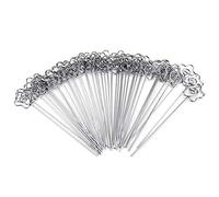50pcs Metal Wires Photo Card Picture Memo Paper Note Display Clip Holders Silver Flower Note Shape 12cm x 2.4cm for Home Office School DIY Handmade Decoration (Blossoms)