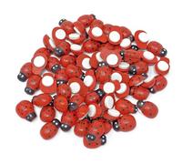 50pcs Mini 9x12mm Self Adhesive Wooden Ladybird Ladybugs Craft Card Wood Toppers by Wedding Touches