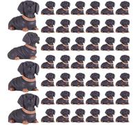 50pcs Mini Dachshund Figurines Small Dog Figurines Garden Puppy Statues Decoration Tiny Resin Dachshunds Bulk Micro Landscape Dollhouse Decor DIY Crafts for Birthday Gift Cake Topper Desk Decor