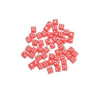 50PCS Mini Dice, Solid Super Small Assorted D6 Dice, 5 Colors Acrylic Colored(red)