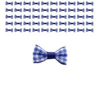 50pcs Mini Gingham Ribbon Bows Ties Blue Tiny Checkered Bow Ties for DIY Sewing Doll Clothes,Hair Accessories Decoration,29 * 16mm