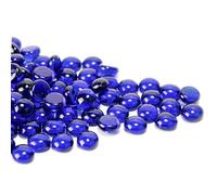 50PCS Mini Glass Gems,Blue Mancala Stones Flat Bottom Marble Beads for Home Decorative Art Craft Vase Filler(0.5"~0.7")