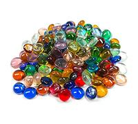 50PCS Mini Glass Gems,Mixed Colour Mancala Stones Flat Bottom Marble Beads for Home Decorative Art Craft Vase Filler(0.5"~0.7")