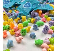 50pcs Mini Glow in The Dark Animal Resin Models, 50 Styles Mini Resin Animals Little Figures to Hide Small Duck Figures, Animal Miniatures for Garden Accessories (50pcs Solid colored small animals)