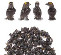 50pcs Mini Halloween Crows, 1.18x0.63x0.63in Luminous Miniature Black Resin Raven Statue Small Glow in the Dark Halloween Resin Animals Tiny Raven Decors for Dollhouse