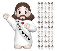 50pcs Mini Jesus Figures, Multicolor Tiny Miniature Figurines to Hide and Seek Religious Mini Gifts, Jesus Loves You Religious Tiny JesusReligious Party Favors