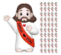 50pcs Mini Jesus Figures, Multicolor Tiny Miniature Figurines to Hide and Seek Religious Mini Gifts, Jesus Loves You Religious Tiny JesusReligious Party Favors