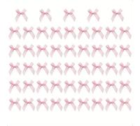 50Pcs Mini Pink Bows Self Adhesive for Craft 4.5cm Satin Small Ribbon Bows Stick on for Gift Wrapping DIY Sewing Scrapbooking Christmas Party Decorations