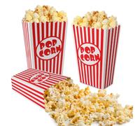 50Pcs Mini Popcorn Boxes 5.5 Inches Tall Red and White Pop Corn Buckets and Bowl for Movie Nights, Events, Carnival Party Decorations