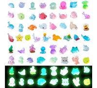 50PCS Mini Resin Animals Luminous Mini Animals Ocean Miniature Figures Glow in the Dark for Landscape Dollhouse Decor Garden Accessories