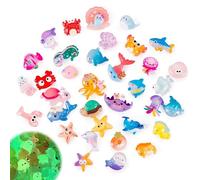 50Pcs Mini Resin Animals, Luminous Tiny Ocean Animals, Cute Miniature Glass Figurines for Aquarium Fish Tank Potted Micro Fairy Garden Dollhouse Decorations Aquarium Décor