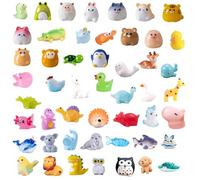 50PCS Mini Resin Animals Mixed, Miniature Animals Figures Outdoor For Garden Ornaments, Tiny Plastic Animal Dollhouse Landscape Decoration, Small Resin Animal Accessories With Duck, Unicorn, Etc
