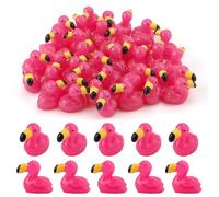 50pcs Mini Resin Flamingo Ducks, Tiny Flamingo Figures Rose Red Small Miniature Animals Flamingo Party Favors Decorations Toy for Home Garden Dollhouse DIY