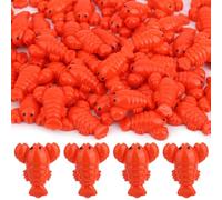 50pcs Mini Resin Lobster Toys, Red Tiny Miniature Lobster Small Sea Creature Models for Early Education Teaching Tool Party Decorations Photo Props