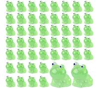 50pcs Mini Resin Luminous Frogs, Cute Tiny Glow in The Dark Frogs Miniature Glowing Frog Ornaments for Garden Dollhouse Decoration Crafts (Green)
