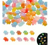 50pcs Mini Resin Luminous Turtles, 10 Colors Miniature Turtle, Mini Resin Figurines, Mini Figurines for Garden, Vase Decoration, DIY Micro Landscape Scenes