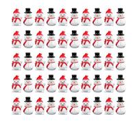 50pcs Mini Resin Snowman Figures, Tiny Snowman with Hat, Miniature Christmas Ornaments for Micro Landscape, Home Garden Decor (Style 1)