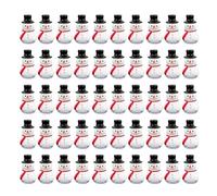 50pcs Mini Resin Snowman Figures, Tiny Snowman with Hat, Miniature Christmas Ornaments for Micro Landscape, Home Garden Decor (Style 2)