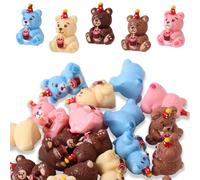 50pcs Mini Resin Teddy Bear Figurines for Counting, Tiny Teddy Bear Bulk Miniature Figures To Hide Small Cute Animal Figure Little Birthday Decoration for DIY Craft Garden Fairy House (5 Colors)