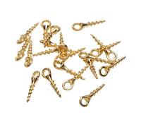 50PCS Mini Screw Eye Pins 16x5mm Gold Plated Alloy Self-Tapping Screws for Arts Crafts Cork Bottles DIY Jewelry Making Christmas Tree Ornaments Clay Charms Resin Pendants Hooks