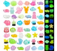 50PCS Mini Sea Resin Animals, 41 Styles Luminous Ocean Tiny Resin Figures Mixed Marine Miniature Little Small Plastic Animals Glow in the Dark for Aquarium Micro Landscape Fairy Garden Dollhouse Decor