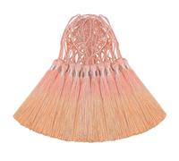 50PCS Mini Silk Tassel for Craft DIY Bookmark Cute Jewellery Making Beaded, Girl Earring, Keyring, Graduation, Small Key, Long Ribbon Fabric Sewing, Curtain Trim Door Home Decor (Orange)