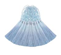 50PCS Mini Silk Tassel for Craft DIY Bookmark Cute Jewellery Making Beaded, Girl Earring, Keyring, Graduation, Small Key, Long Ribbon Fabric Sewing, Curtain Trim Door Home Decor (Blue)