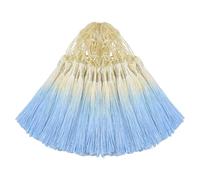 50PCS Mini Silk Tassel for Craft DIY Bookmark Cute Jewellery Making Beaded, Girl Earring, Keyring, Graduation, Small Key, Long Ribbon Fabric Sewing, Curtain Trim Door Home Decor (Beige Bule)