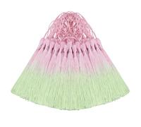 50PCS Mini Silk Tassel for Craft DIY Bookmark Cute Jewellery Making Beaded, Girl Earring, Keyring, Graduation, Small Key, Long Ribbon Fabric Sewing, Curtain Trim Door Home Decor (Pink Green)
