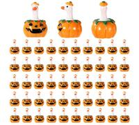 50pcs Mini Small Tiny Halloween Pumpkin Goose Figures Bulk, Miniature Micro Resin Ducks Statues Cute Pumpkin Figurines Decorations for Dollhouse Fairy Garden DIY Craft Party Favors