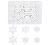 50pcs Mini Snowflake Ornaments, 3 Sizes Glitter Tiny Resin Snowflakes with Storage Box Christmas Snowflake Decorations White Snow Shaped Craft for DIY Winter Party Home Decoration