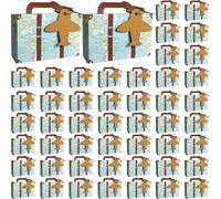 50PCS Mini Suitcase Box 3x1x2'' Paper Favor Boxes with Handle and Plane Card Easy to Install Candy Boxes Party Favors for Birthdays Weddings Themed Events Style 1 Candy Party Favors