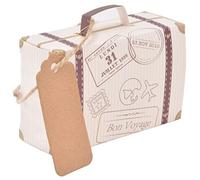 50Pcs Mini Suitcase Favor Box, Vintage Kraft Paper Party Candy Box Gift with Tags and String for Travel Wedding Party Decorations
