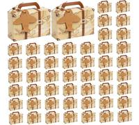 50PCS Mini Suitcase Gift Box 3x1x2'' Paper Favor Boxes with Handle and Plane Card Easy to Install Candy Boxes Party Favors for Birthdays Weddings Themed Events Style 2 Favor