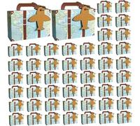50PCS Mini Suitcase Gift Box 3x1x2'' Paper Favor Boxes with Handle and Plane Card Easy to Install Candy Boxes Party Favors for Birthdays Weddings Themed Events Style 1 Candy Boxes Party Favors