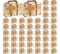 50PCS Mini Suitcase Gift Box 3x1x2'' Paper Favor Boxes with Handle and Plane Card Easy to Install Candy Boxes Party Favors for Birthdays Weddings Themed Events Style 2.