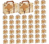 50PCS Mini Suitcase Gift Box Paper Favor Boxes with Handle and Plane Card Easy to Install Candy Boxes Party Favors ideal for Home Birthdays Weddings Themed Events Style 2