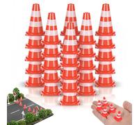 50Pcs Mini Traffic Cones, Small Construction Toys & Mini Cones Orange ABS Plastic Road Signs for Training, DIY Scenes, Party Decorations