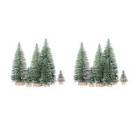 50PCS Miniature Artificial Christmas Trees 5 Sizes,with Wooden Base fo