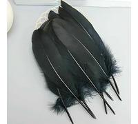 50pcs Mix Goose Feathers 14-20cm Long Plumas for Crafts Decoration Hats Sewing House Salon Bus Carnival Natural Black White Blue-M020a450-black