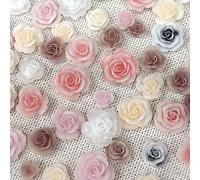 50Pcs Mixed 3D Flower Camellias Designs Rhinestones Rose Flower Decorations Supplies