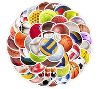 50PCS Mixed Ball Stickers for Luggage,Bumper,Helmet,Notebook,Scrapbook,Laptop,Water Bottle,Soccer Tennis Sports Waterproof Sticker,Adults Teens Decal,Basketbal Football Aesthetic Graffiti Decals