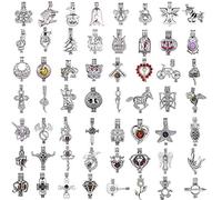 50Pcs Mixed Pearl Bead Cage Pendants Jewelry Making Essential Oil Diffuser-Add Your Stone/Pearl/Essential Oils to Cage (50pcs)