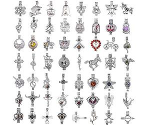 50Pcs Mixed Pearl Bead Cage Pendants Jewelry Making Essential Oil Diffuser-Add your stone/Pearl/Essential Oils to Cage (50pcs)