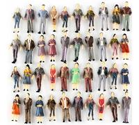 50Pcs Model Train People Passengers, 1:50 Scale Painted People Figures, Plastic Mixed Color Sitting and Standing Pose People Figures, For for Miniature Scenes Landscape