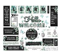 50PCS Modern Farmhouse Bulletin Board Decor, Inspirational Wall Decorative Sign Positive Saying Posters Growth Mindset Accents Set for Middle High School Classroom Home Teachers Parents Students